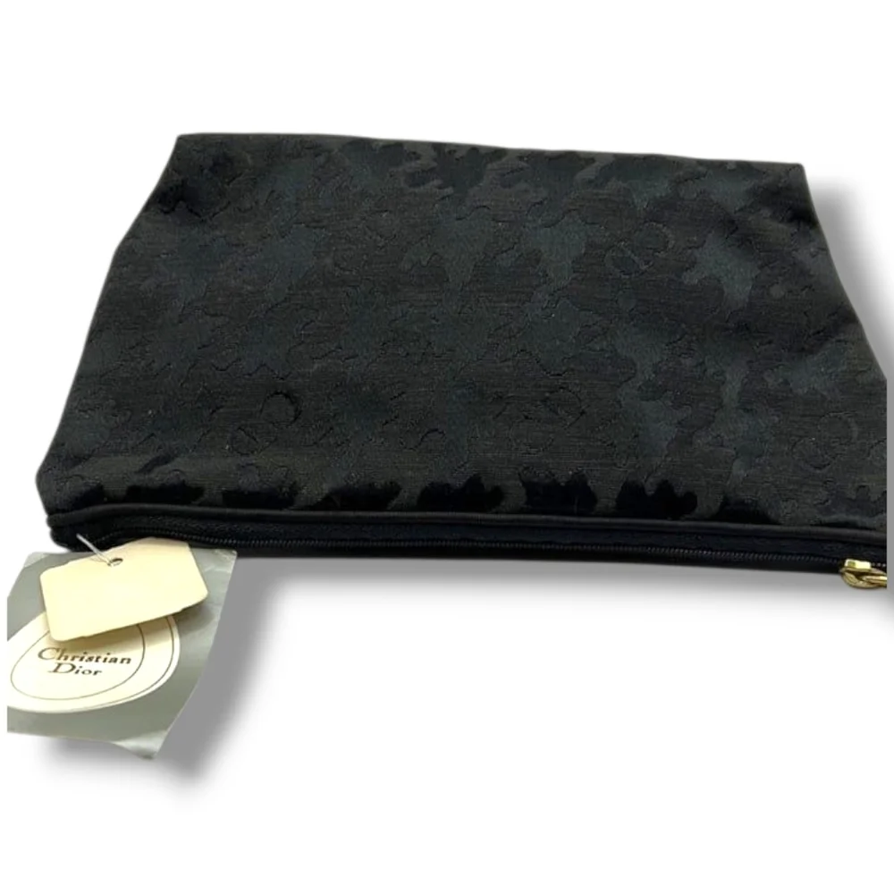 VTG Christian Dior Trotter Monogram Cosmetic Bag Clutch NWT Black Oblique Pouch